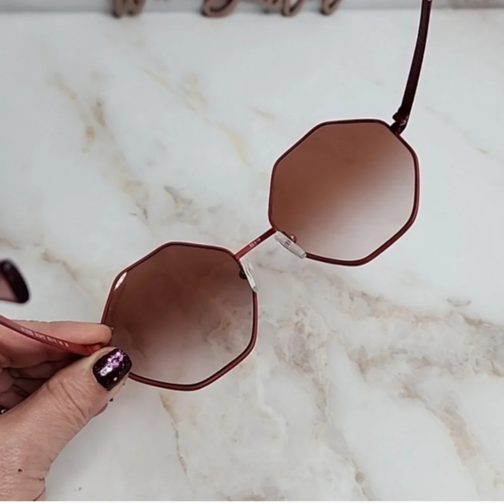 Armani exchange Geometric exagonal metal mate Raspberry pink sunglasses New